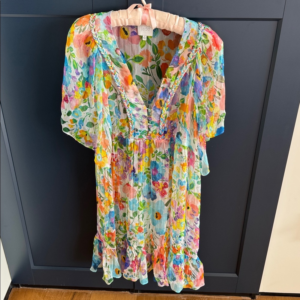 Johnny Was Jade Margareta Floral Print Silk Sheer Dress